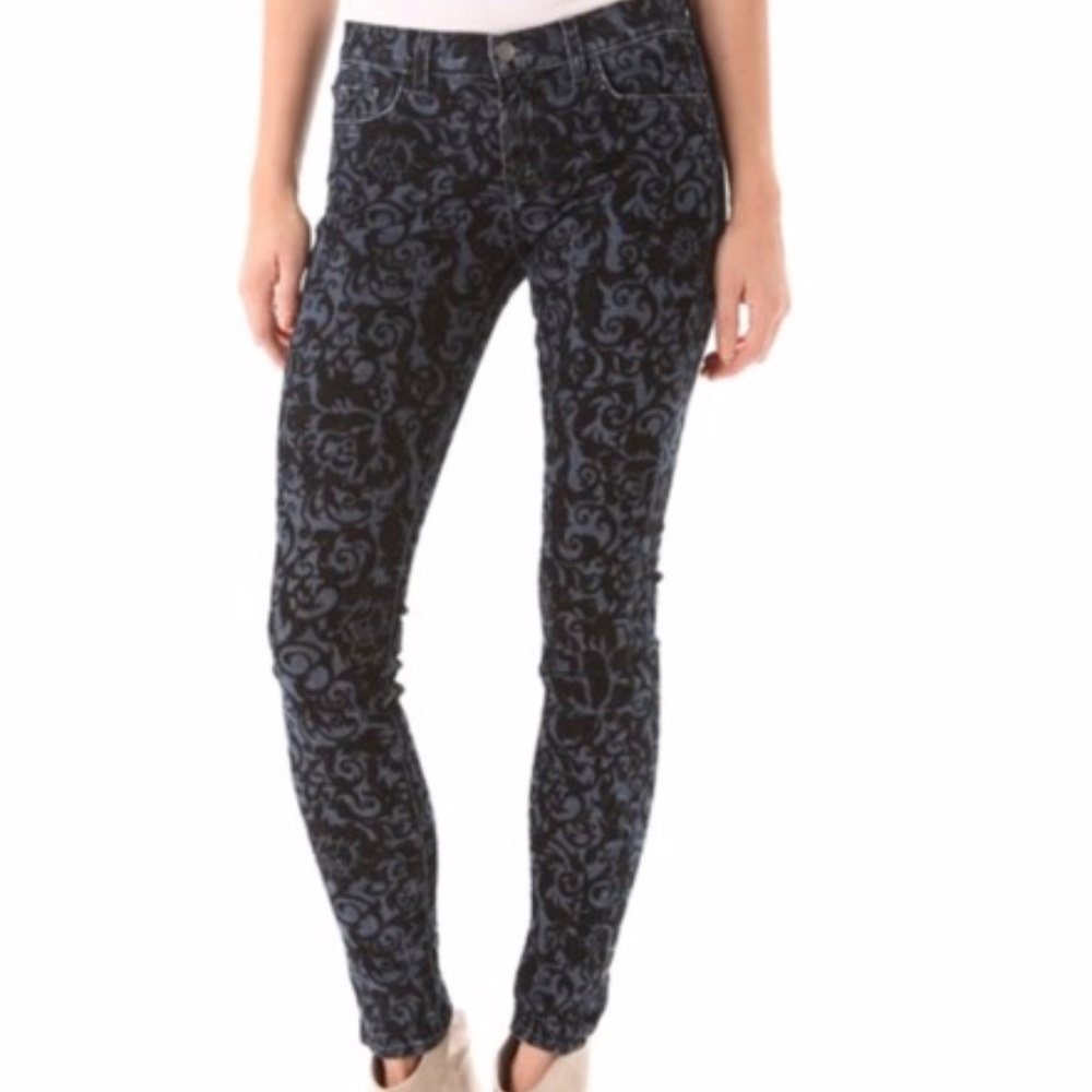J Brand Black Velvet Brocade Skinny Jeans - Picture 2 of 5